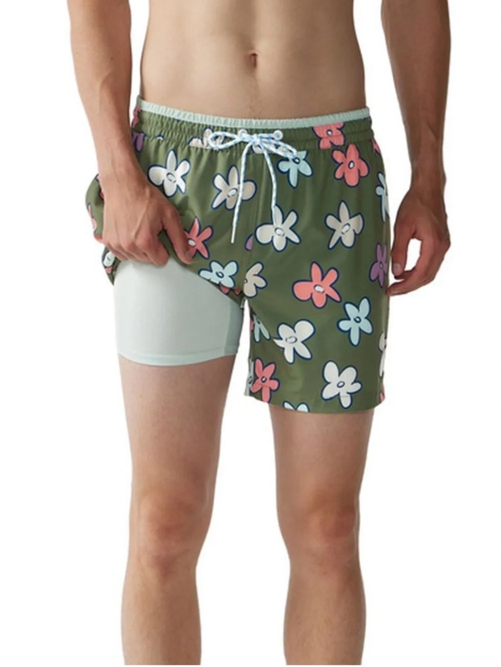 Chubbies Retro Floral Swim Trunks Men’s Small Olive Green 5.5” Inseam